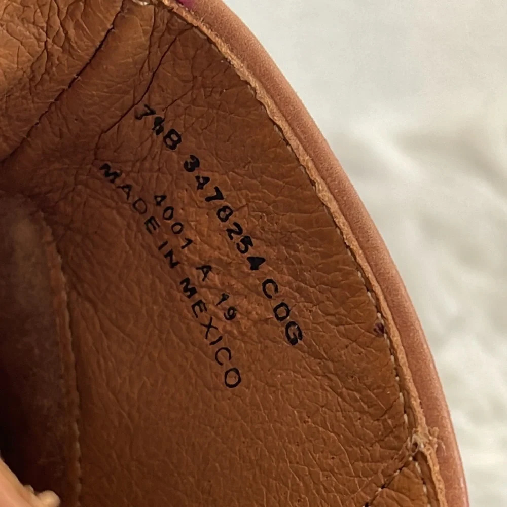 Frye Carson Piping Cognac DISTRESSED LEATHER Ankle Bootie Heel Side Zip Size 7.5 - Picture 12 of 15